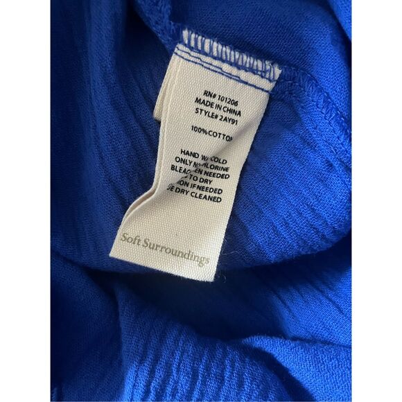 SOFT SURROUNDINGS Womens Layered Tunic Shift Dress Cobalt Blue Chiffon CL - Picture 5 of 7
